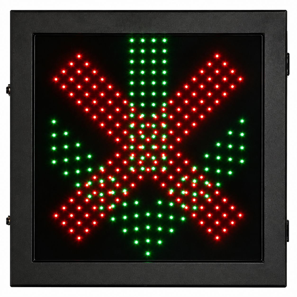 Flecha LED Verde + Cruz Roja 600×600 mm
