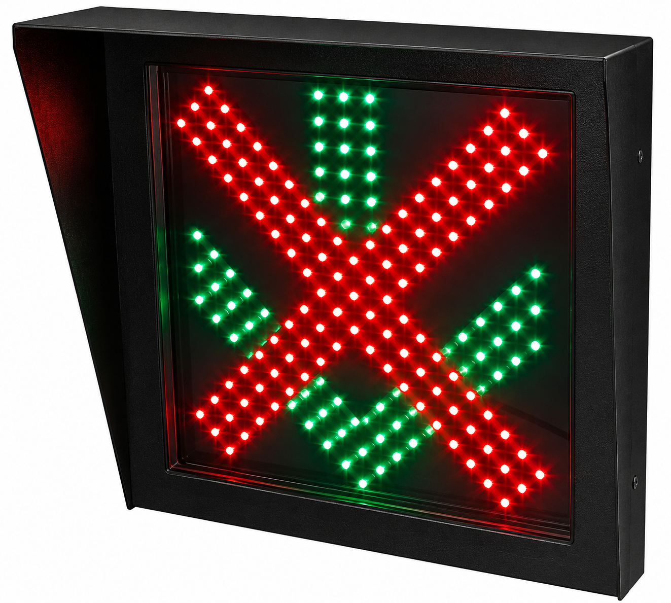 Flecha LED Verde + Cruz Roja 600×600 mm